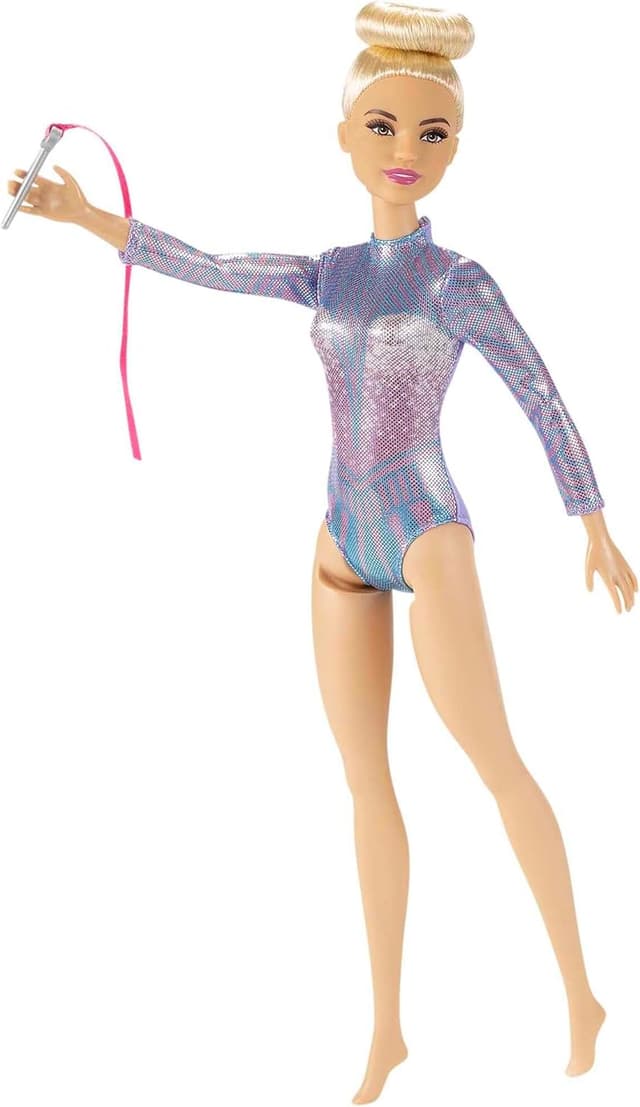 Detalle 1 de Barbie Quiero ser Gimnasta Rítmica 🏆 Muñeca Rubia y Accesorios