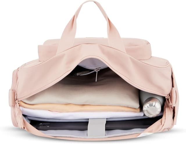 Detalle 2 de Larkson Finja Medium Weekender donna e uomo rosa, borsa da viaggio con scomparto scarpe e materiale in PET riciclato