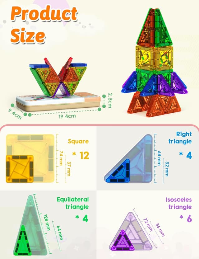 Thumbnail 1 de Riswistoy Mini Magnetic Tiles 26 Piece