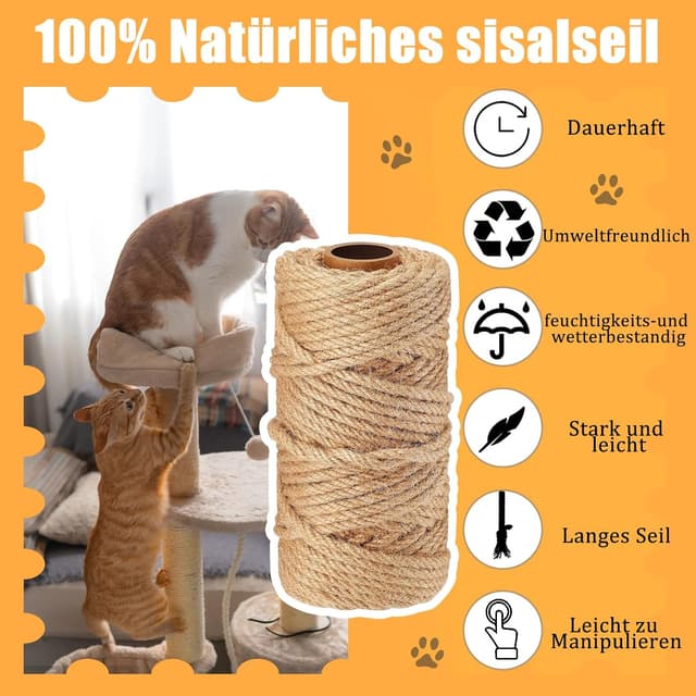 Thumbnail 2 de YeaHapiday Sisal Rope 50m 6mm for cat scratching post 🐱