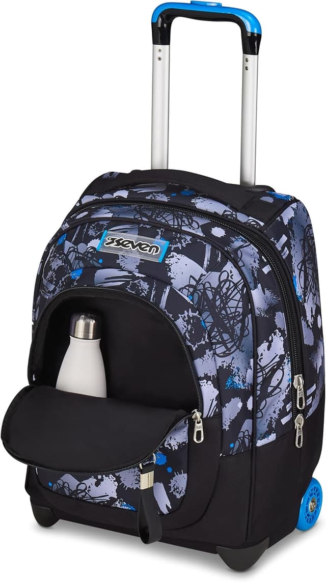 Thumbnail 6 de Seven Schulranzen mit Trolley-Funktion: Rucksack mit Rollen, zum Ziehen, ab 1. Klasse (blau-schwarz)