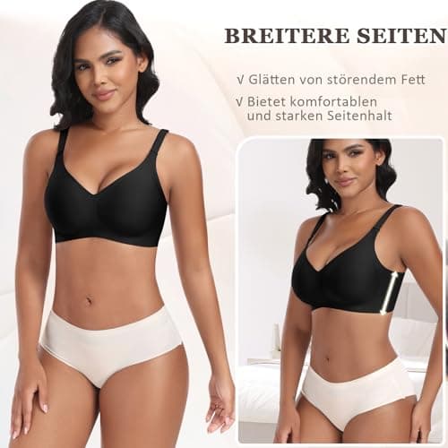 Detalle 2 de Jiuday BH ohne Bügel Push Up Bustier mit V-Ausschnitt – nahtloser, gepolsterter Bralette für sicheren Halt