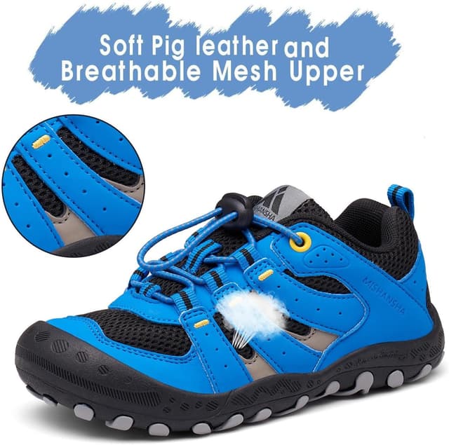 Detalle de Mishansha Jungen Mädchen Wanderschuhe mit Klettverschluss – rutschfeste, flexible Walkingschuhe (Gr. 24–38)