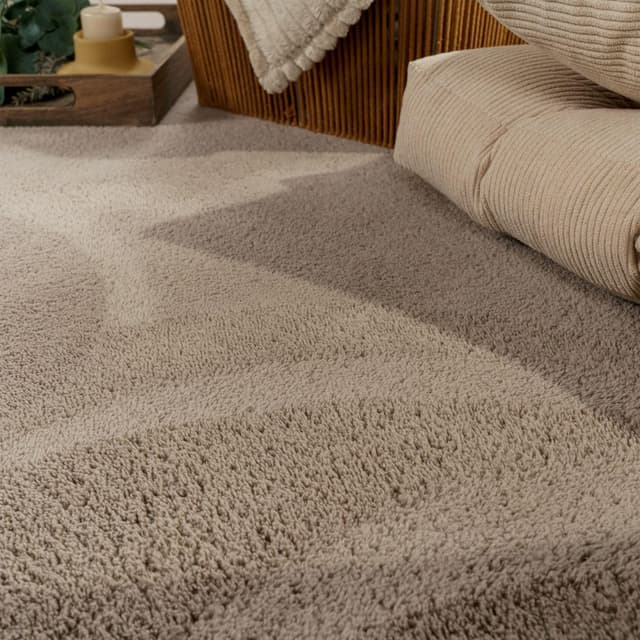 Detalle de TT Home Wohnzimmer-Teppich Kurzflor Anti-Rutsch mit 10 mm Florhöhe, taupe, 160x220 cm (waschbar)