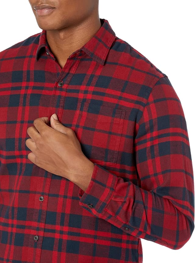 Detalle 2 de Mens Slim-Fit Flannel Plaid Shirt