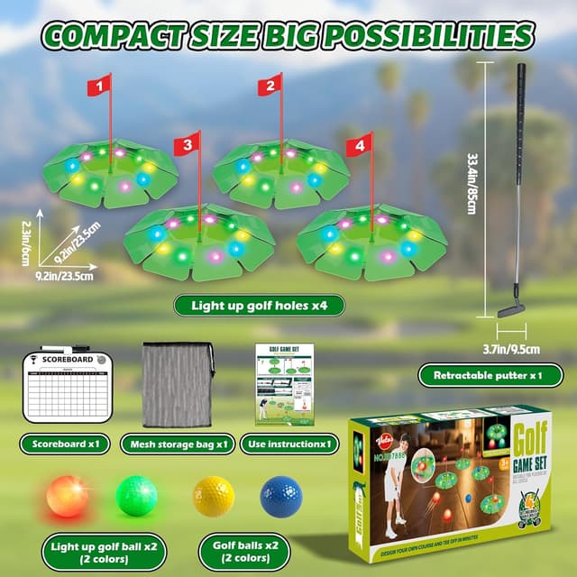 Thumbnail 6 de VATOS Light Up Golf Putting Game Set with 4 LED Holes and Extendable Putter