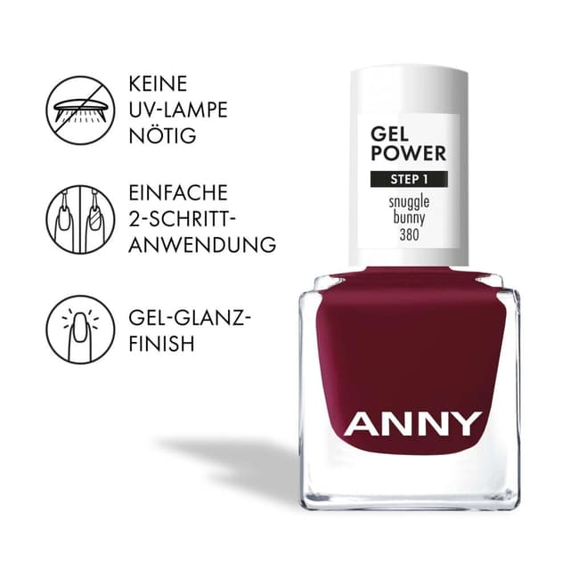 Detalle 2 de ANNY Gel Power Nail Polish Snuggle Bunny – Gel-Farb-Nagellack ohne UV-Lampe für bis zu 12 Tage Halt