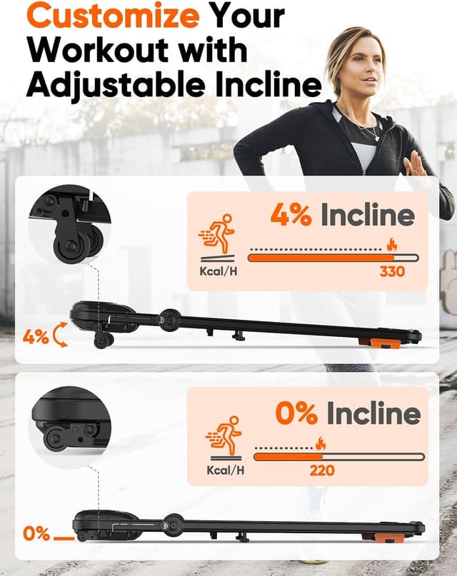 Detalle de Kiddoza Laufband für Zuhause klappbar mit Steigung, 2,5 PS Walking Pad (LED, Fernbedienung) für Büro & Home-Training