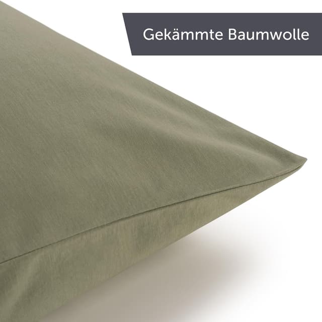Thumbnail 6 de Blumtal Seitenschläferkissen Bezug 40 x 145 (2er Set) – Grün, 100% Baumwolle, Oeko-Tex zertifiziert