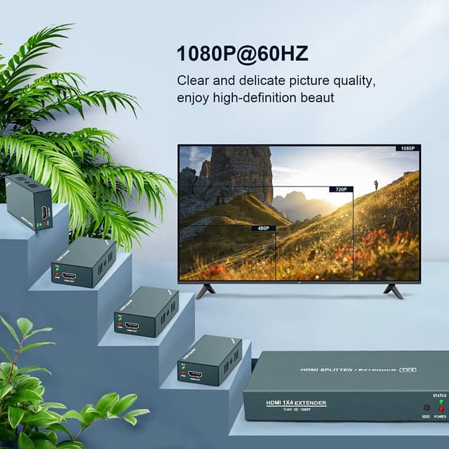 Detalle 2 de Steetek HDMI Extender 1080p@60Hz (3D) over Cat5e/Cat6/Cat7, 1TX + 4RX kit up to 50m