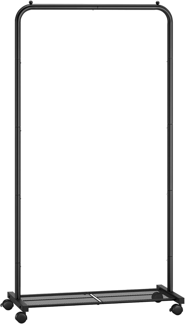 Detalle de SONGMICS HSR130B01 Clothes Rack with Wheels (74 cm) with Mesh Storage Shelf and 2 Brakes