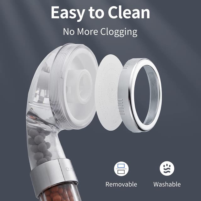 Detalle de Cobbe high pressure filtration hand shower with 3 spray modes