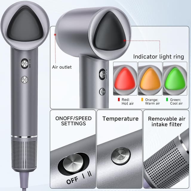 Detalle 2 de Portable Ionic Hair Dryer 160,000 RPM