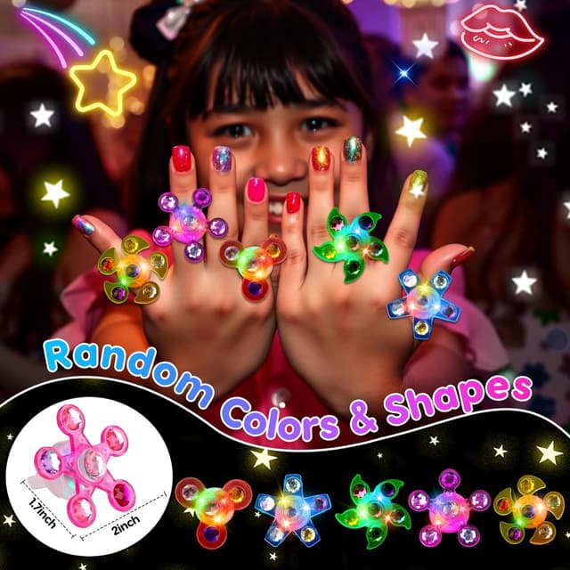 Detalle de 24PCS LED Light Up Fidget Spinner Rings (Glow Party Favor Rings) for Kids, Bulk for Classroom Prizes & Goodie Bags