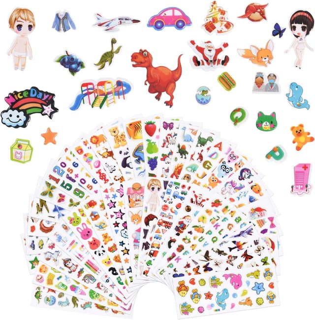 Imagen de Vicloon Adesivi 3D bambini, 22 fogli, 550+ pezzi 🧩 en OfertitasTOP