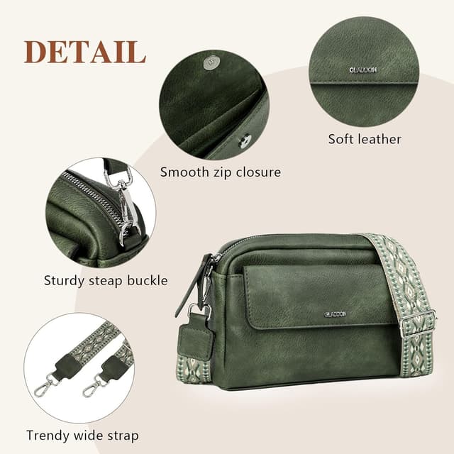 Detalle de Gladdon sac bandoulière femme : petit sacoche en cuir PU léger, imperméable et bandoulière amovible