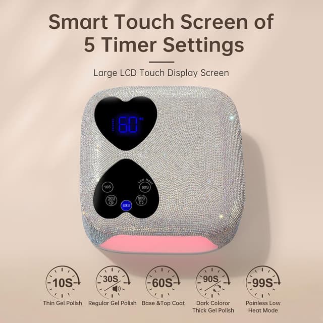 Detalle de CHRISTINE SHELLY Cordless Nail Lamp (80W) – Rechargeable UV LED Dryer with 5 Timer Settings