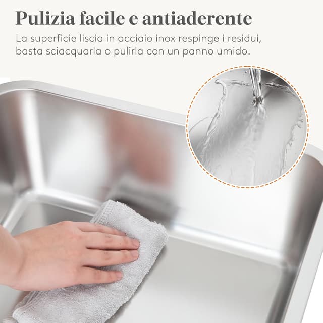 Detalle 2 de Lifewit Lettiera per gatti in acciaio inox XXL con apertura e pala, 58 x 38 x 26 cm, grigio