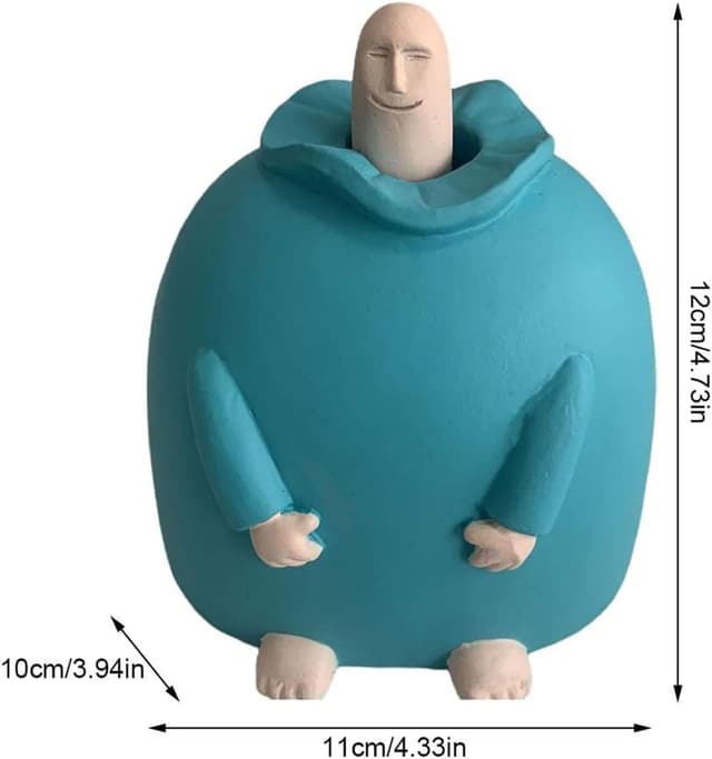 Thumbnail 1 de Junwait Statue humoristique souriante en résine – bonhomme et doigt d’honneur pour table, étagère ou bureau