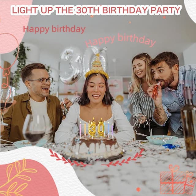 Thumbnail 6 de Mulomir Macaron Geburtstagskerzen-Set mit 3D goldener Kronenzahlenkerze (0–9) und 6 Macaron-Spiralkerzen