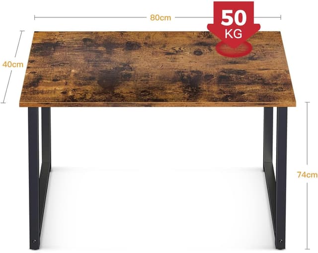 Detalle de ODK Scrivania da ufficio 80x40 cm in metallo e truciolato, piccola scrivania PC marrone