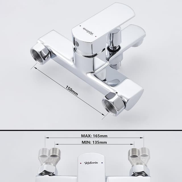 Detalle de Kelleria miscelatore monocomando per vasca da bagno da parete in ottone cromato