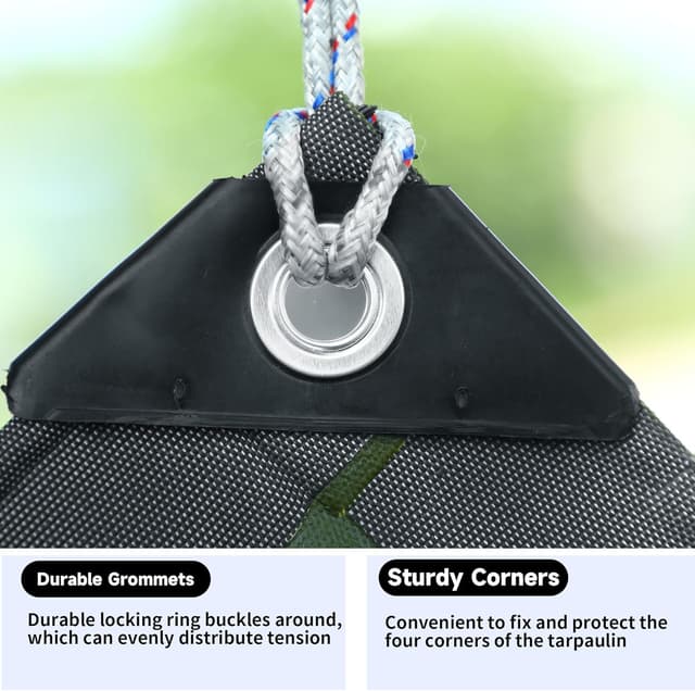 Detalle 2 de Eastarp 10x12 FT Black Ultra-Heavy Duty Canvas Tarp (28 Mil Silicone Coating) with Grommets