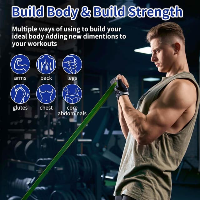 Detalle de VALYPANOR Widerstandsbänder-Set mit 4 Stufen (Türanker & Aufbewahrungstasche) für Krafttraining, Stretching, Yoga & Pilates