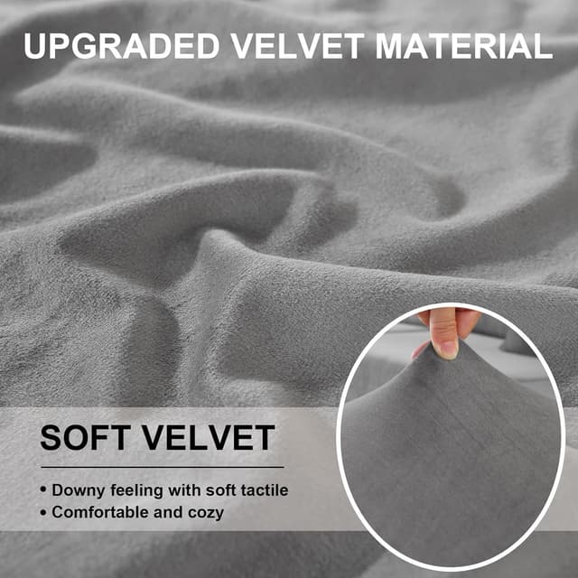 Detalle 2 de CYCMACO Copriseduta Divano in Velluto elasticizzato per chaise longue, grigio chiaro (antiscivolo, lavabile)