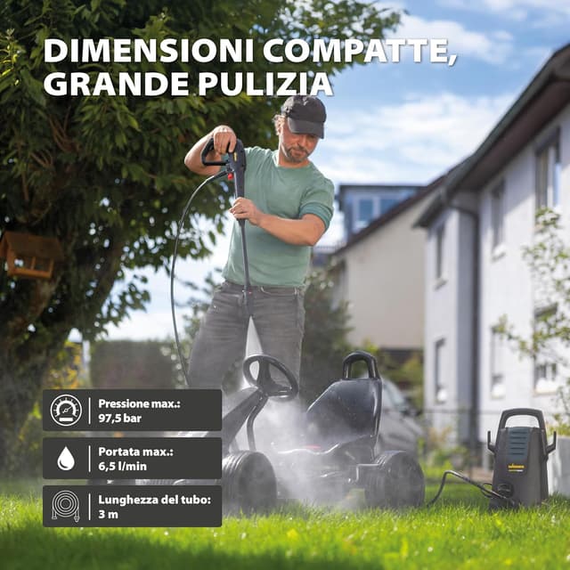 Detalle de WAGNER AQUASTORM COMPACT idropulitrice compatta mobile, Quick-Connect e tubo alta pressione da 3 m