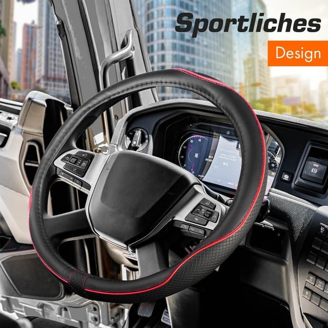 Detalle 2 de Upgrade4cars LKW Lenkradbezug 44–46 cm in Rot – universelle Lenkradhülle für Sommer & Winter