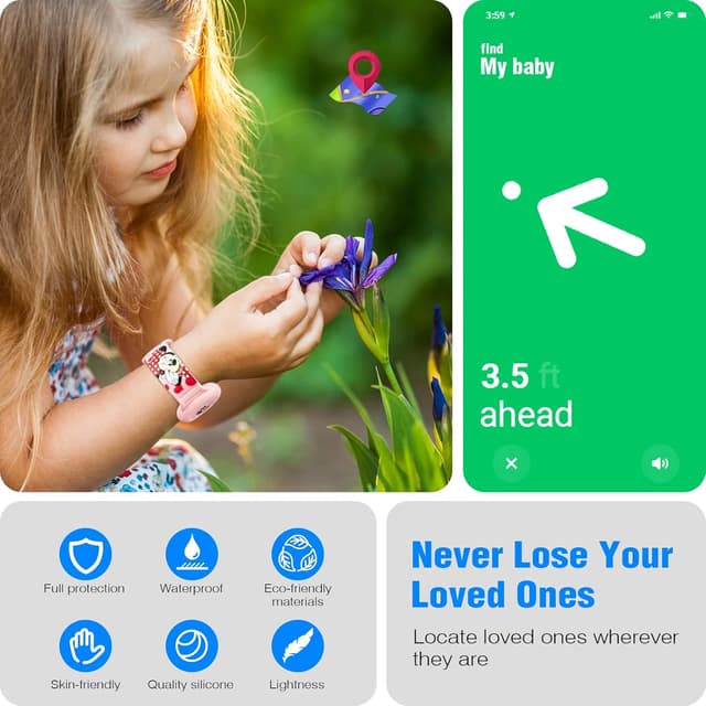 Detalle de Waterproof AirTag Bracelet for Kids (2-Pack) — Silicone Cartoon Wristbands for Apple AirTag