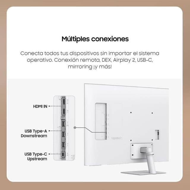 Detalle de Samsung Smart Monitor M7 M70F de 43" 4K Ultra HD 60 Hz VA con Smart HDR10 (blanco)