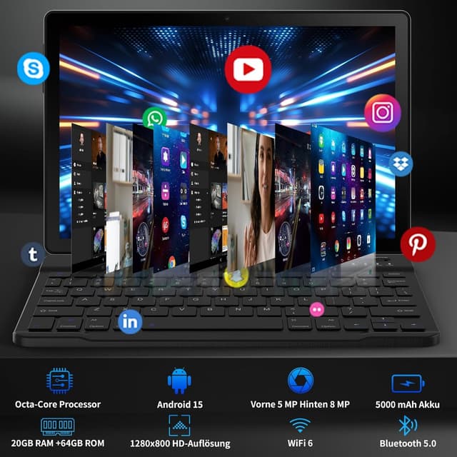 Thumbnail 3 de Tablet 10 Zoll Android 15 Tablet PC 20 GB RAM