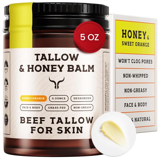 Detalle de Beef Tallow for Skin Tallow and Honey Balm for Face — Non-Greasy Tallow Moisturizer (Gift-Ready)