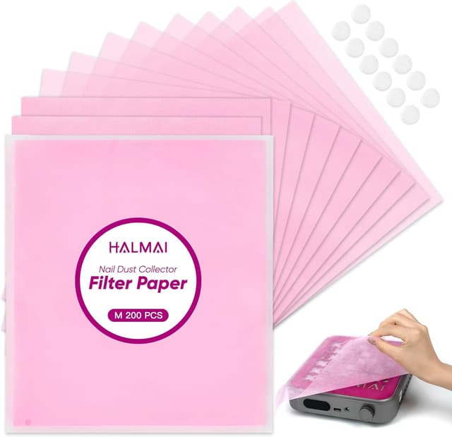 Thumbnail 6 de HALMAI 200 fogli carta filtro per aspirapolvere unghie (bianco) — filtri monouso per depolveratori