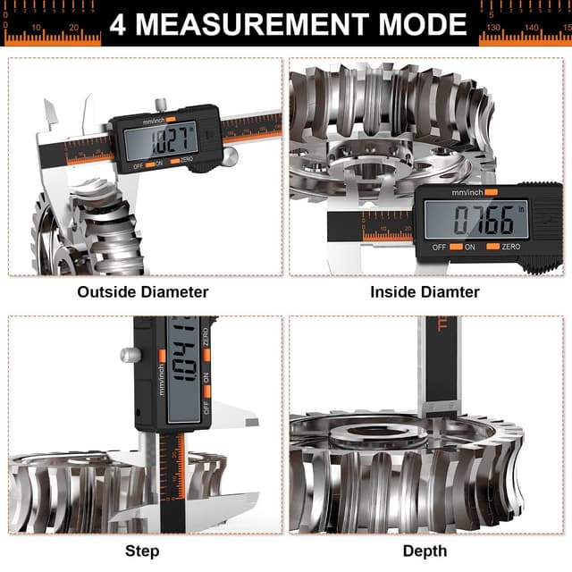 Thumbnail 3 de HARDELL Calibre Digital, 150mm Pie de Rey Digital Electrónico de Acero Inoxidable, Calibrador Digital con Pantalla LCD Grande, MM/Pulgadas Conversión, Calibre Digital Profesional para Industria/Hogar