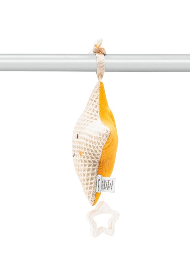 Detalle de Spieluhr „Stern“ mittel ecru zum Anbinden – Einschlafhilfe mit aufziehbarem Spielwerk ab Geburt