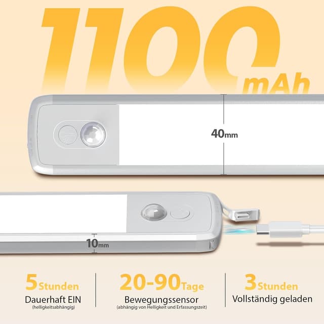 Detalle 1 de TANSOOL+ Schrankbeleuchtung LED 21 cm mit Bewegungsmelder