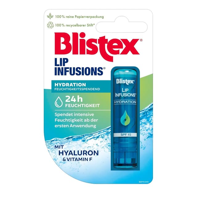 Detalle de Blistex Lip Infusions Hydration mit Hyaluronsäure – feuchtigkeitsspendende Lippenpflege (3,7 g)