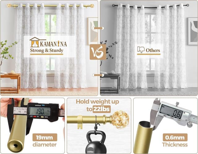 Detalle 2 de KAMANINA Gold Curtain Pole 80–148 cm