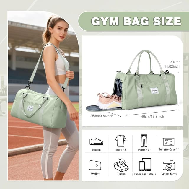 Detalle de WEPLAN Sporttasche mit Schuhfach und Nassfach – Weekender- & Gym-Bag für Damen und Herren