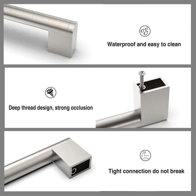 Detalle de Amerdeco set da 5 maniglie per mobili da cucina in argento, interasse fori 192 mm