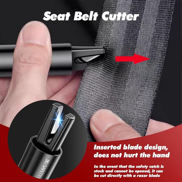 Detalle 2 de PUWOWYE 2-in-1 Notfallhammer Gurtschneider 🛠