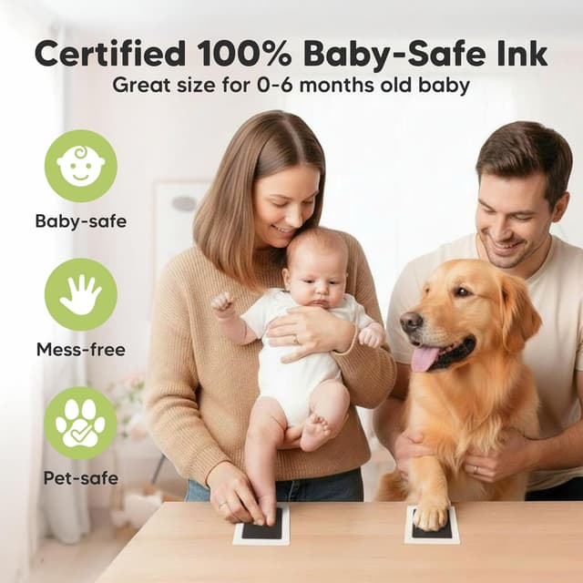 Thumbnail 3 de 2-Pack Inkless Baby Hand and Footprint Kit for Newborn Keepsake 🖊