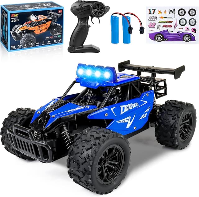 Detalle de Joellfuner Monster Truck radiocomandato 2,4 GHz 1:16 con luci LED a quattro colori (blu)