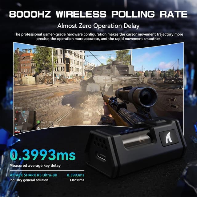 Detalle 2 de ATTACK SHARK R5 Gaming-Maus mit 42.000 DPI