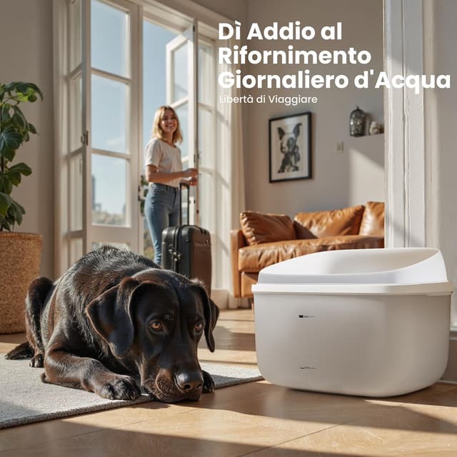 Detalle 2 de Gardner Pet Fontana d’acqua a vortice ultra silenziosa con filtro 3,78 L per cani e gatti, serbatoio trasparente