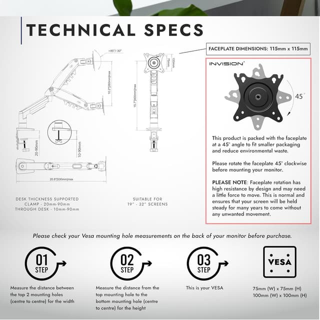 Thumbnail 4 de Invision MX200 single monitor arm 19–32 inch