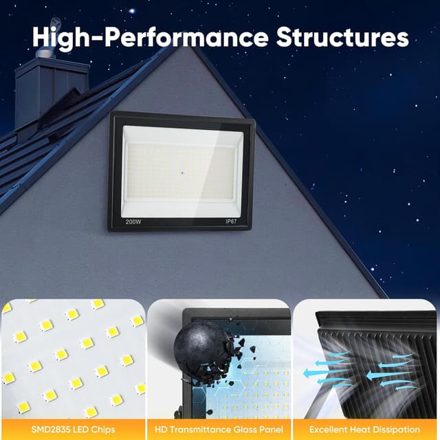 Thumbnail 5 de Foco LED Exterior 200W IP67, 20,000LM, Blanco Frío, Jardín